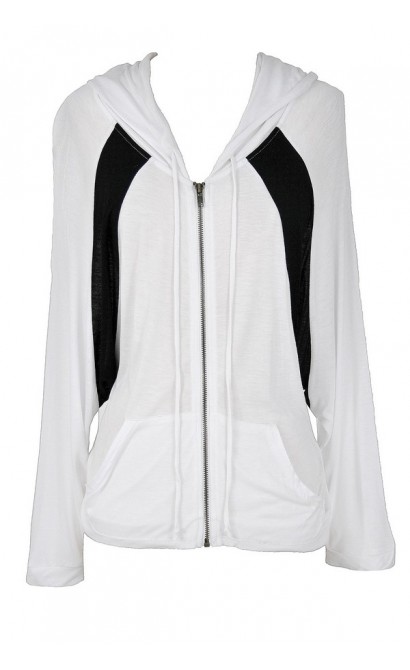 Black and White Colorblock Batwing Hoodie